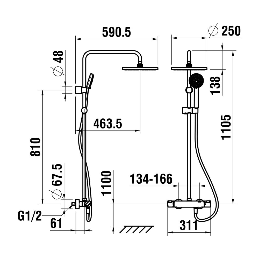 Laufen Thermostatisches Duschsystem Citypro, Kopfbrause Durchm. 250mm, Schlauch ... LAUFEN-HF501957100600 7612738016210 (Abb. 2)
