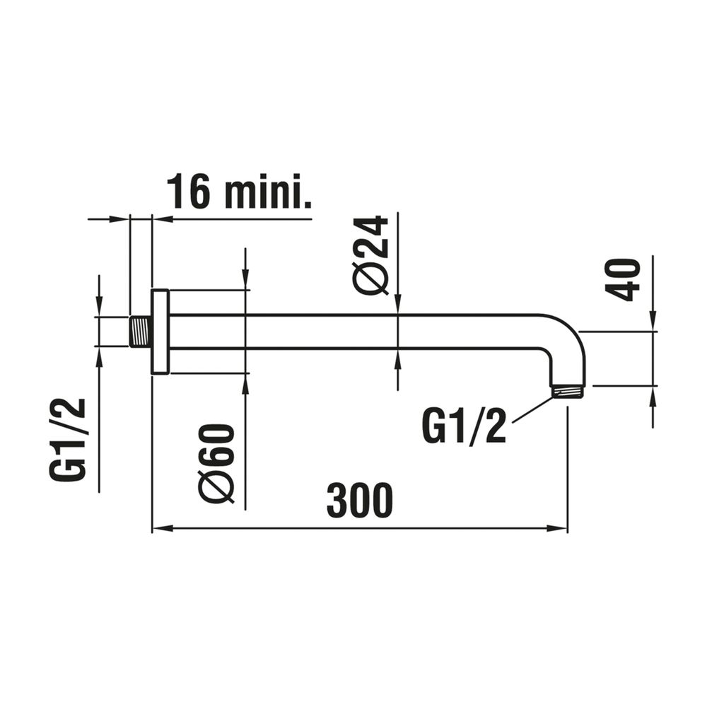 Laufen Brausewandarm, runde Rosette, Ausladung 300mm, Chrom... LAUFEN-HF503079100000 7612738994457 (Abb. 2)