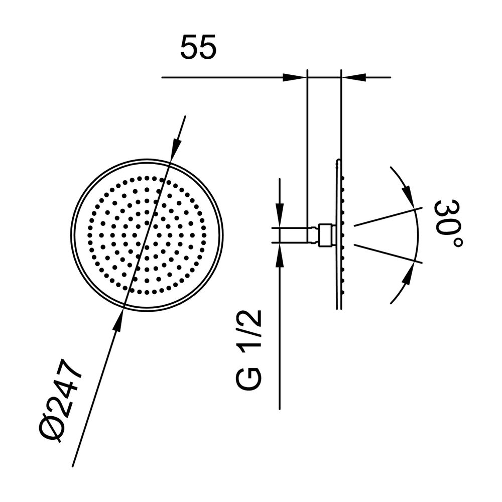 Laufen Kopfbrause Durchmesser 247mm, Edelstahl, verchromt Rund Ohne Brausenarm, ... LAUFEN-HF504724100000 7612738995058 (Abb. 2)