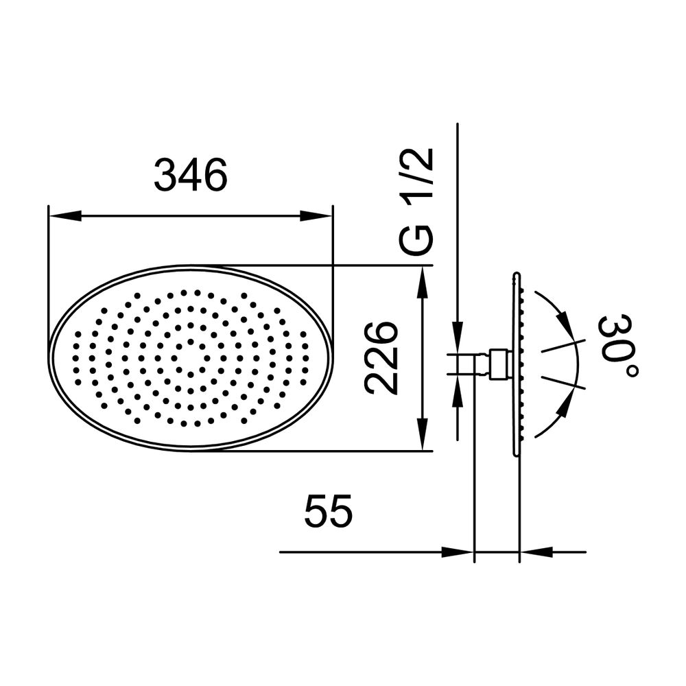 Laufen Kopfbrause 226x346mm, Edelstahl, verchromt Oval Ohne Brausenarm, mit Rubi... LAUFEN-HF504728100000 7612738995096 (Abb. 2)