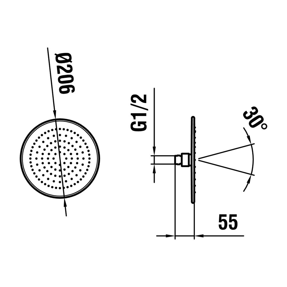 Laufen Kopfbrause Durchmesser 206mm, Edelstahl, verchromt Rund Ohne Brausenarm, ... LAUFEN-HF504729100000 7612738000448 (Abb. 2)