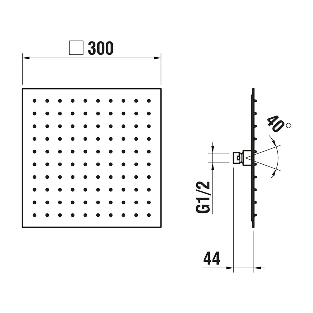 Laufen Kopfbrause 300x300mm, Edelstahl Quadratisch Ohne Brausenarm, mit RubiClea... LAUFEN-HF504732441000 7612738995133 (Abb. 2)