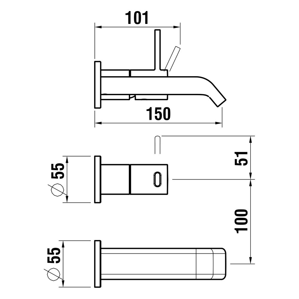 Laufen 2-Loch Einhebel-Waschtischmischer Meda, Unterputz, Ausladung 150mm, Chrom... LAUFEN-HF506622100000 7612738061739 (Abb. 2)