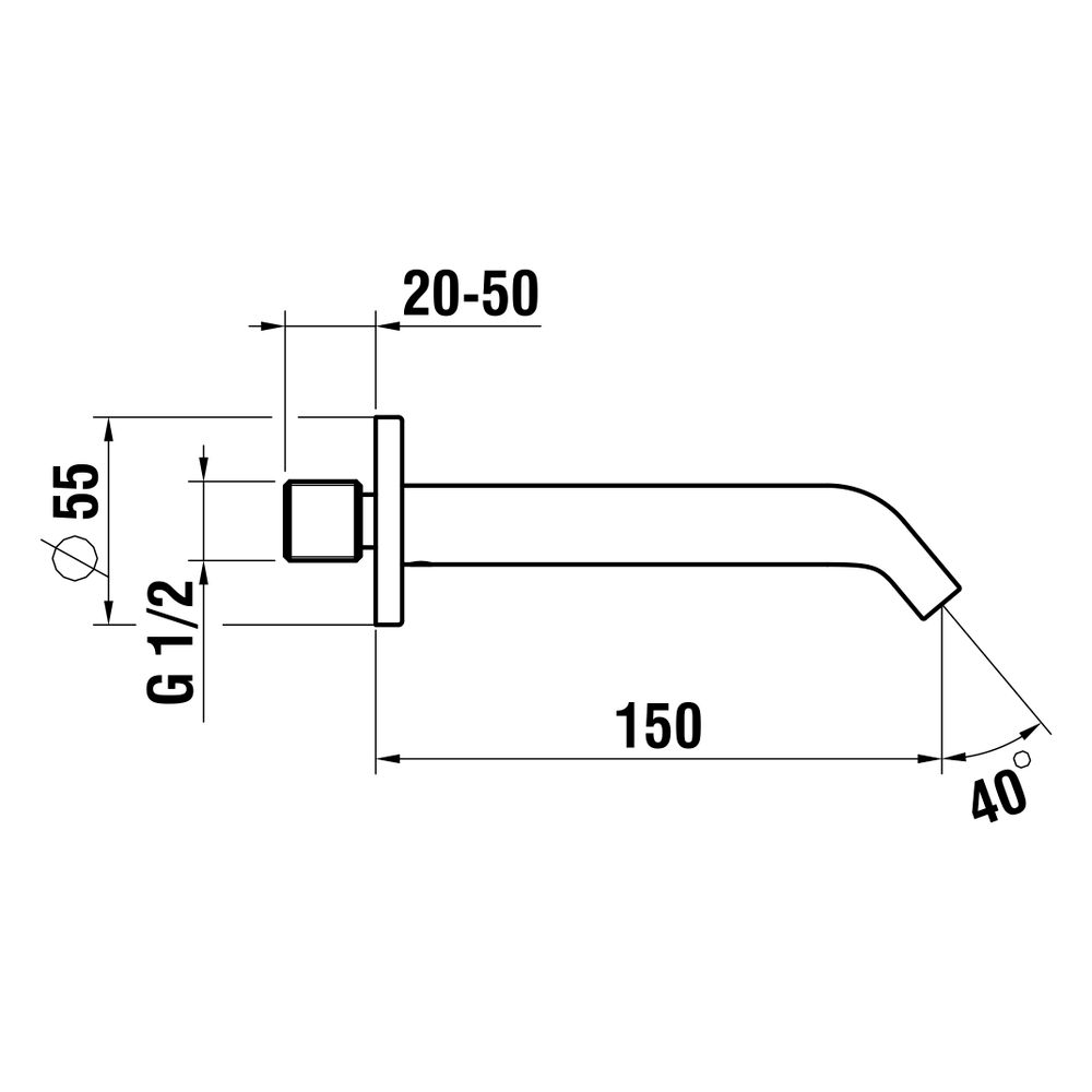 Laufen Wanneneinlauf Meda, Festauslauf, Ausladung 150mm, Chrom... LAUFEN-HF506671100000 7612738061876 (Abb. 2)