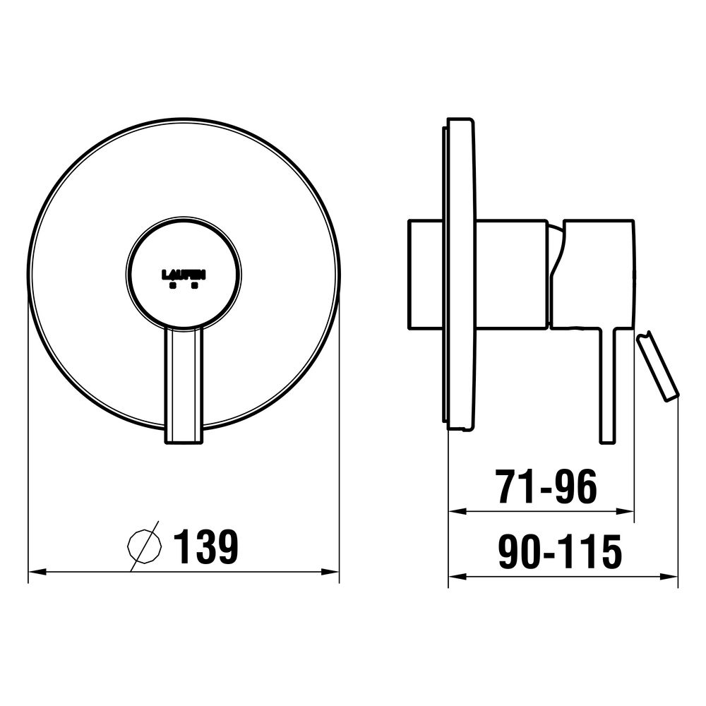 Laufen Einhebel-Brausemischer Meda, Unterputz, für Simibox Standard und Light, m... LAUFEN-HF506678100000 7612738061845 (Abb. 2)