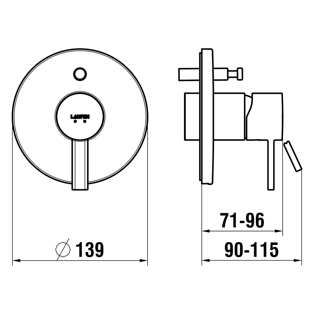 Laufen Einhebel-Wannenmischer Meda, Unterputz, für Simibox Standard/Simibox Ligh... LAUFEN-HF506679100000 7612738061814 (Abb. 2)