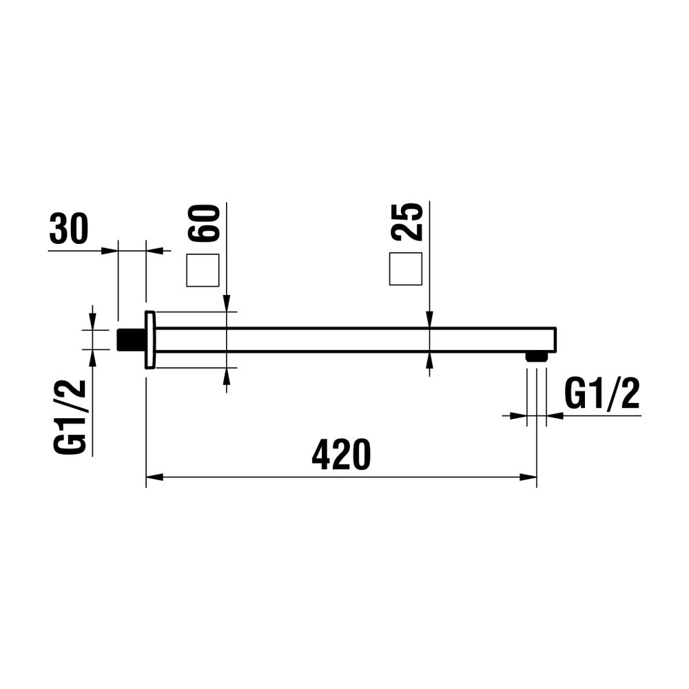 Laufen Brausewandarm, quadratische Rosette, Ausladung 420mm, Chrom, passend zu K... LAUFEN-HF546026100000 7612738995713 (Abb. 2)