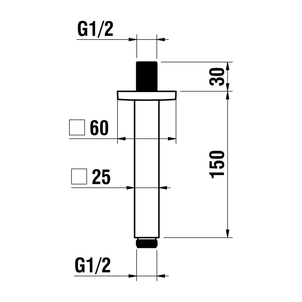 Laufen Brausedeckenarm, quadratische Rosette, Länge 150mm, Chrom, passend zu Lau... LAUFEN-HF546027100000 7612738995737 (Abb. 2)