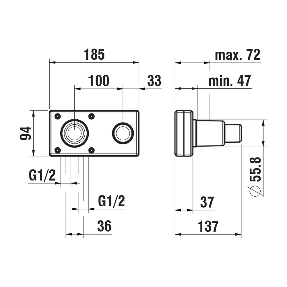 Laufen Unterputz Einbaukörper Simibox 2-Point passend zu Twinplus Anschluss 1/2"... LAUFEN-HF574047000000 7612738995782 (Abb. 2)