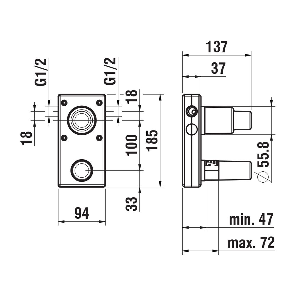 Laufen Unterputz Einbaukörper Simibox 2-Point passend zu Twinplus Anschluss 1/2"... LAUFEN-HF574048000000 7612738995799 (Abb. 2)