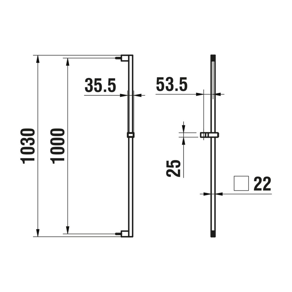 Laufen Brausestange CityGliss, PVD Edelstahl-Optik, Höhe 1030mm, Vollmetall... LAUFEN-HF901158423000 7612738997250 (Abb. 2)