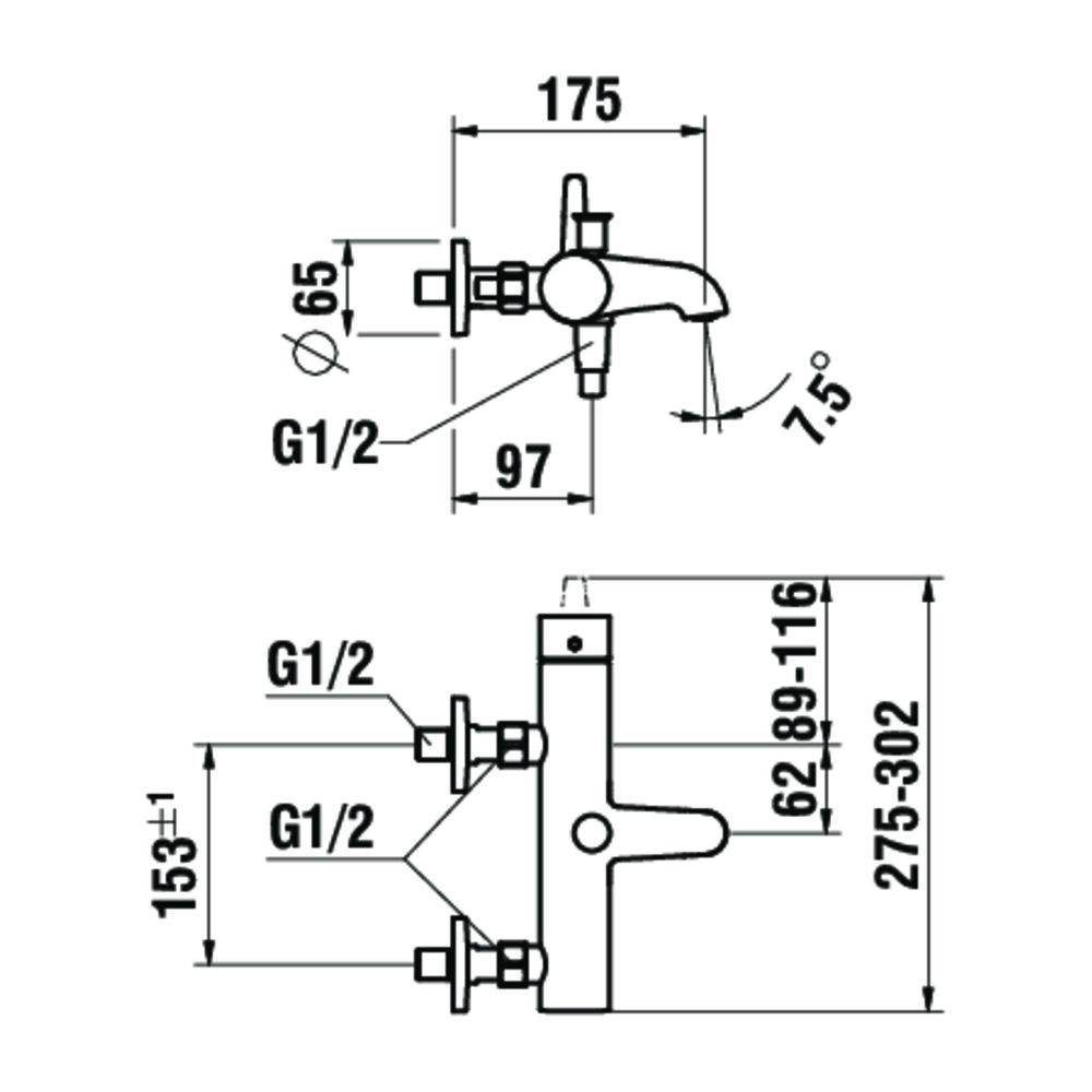 Laufen Einhebel-Wannenmischer Aufputz Pure mit Kunststoffschlauch 1500mm, Titan,... LAUFEN-HF901760428600 7612738001780 (Abb. 1)