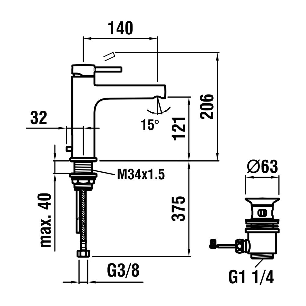 Laufen Einhebel-Waschtischmischer Unterputz Twinplus Eco Plus, Ausladung 140mm, ... LAUFEN-HF905447100000 7612738012557 (Abb. 2)