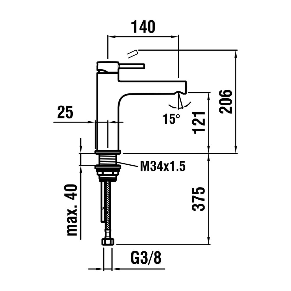 Laufen Einhebel-Waschtischmischer Unterputz Twinplus Eco+, Ausladung 140mm, Chro... LAUFEN-HF905448100000 7612738012564 (Abb. 2)