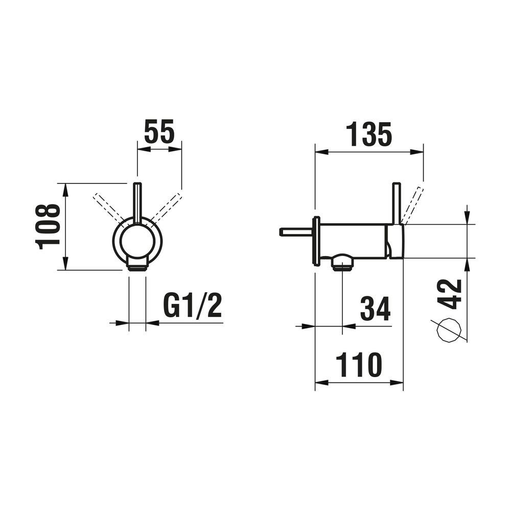 Laufen Einhebel-Brausemischer Unterputz Twinplus für Simibox 1-Point, Chrom, mit... LAUFEN-HF905455100000 7612738017224 (Abb. 2)