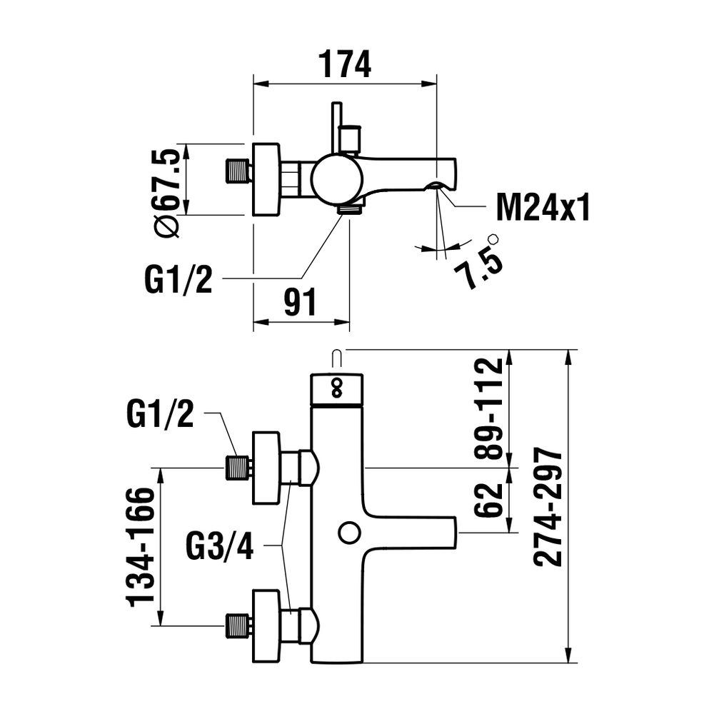 Laufen Einhebel-Wannenmischer Aufputz Twinplus mit Zubehör Kunststoffschlauch 15... LAUFEN-HF905460100600 7612738017316 (Abb. 2)