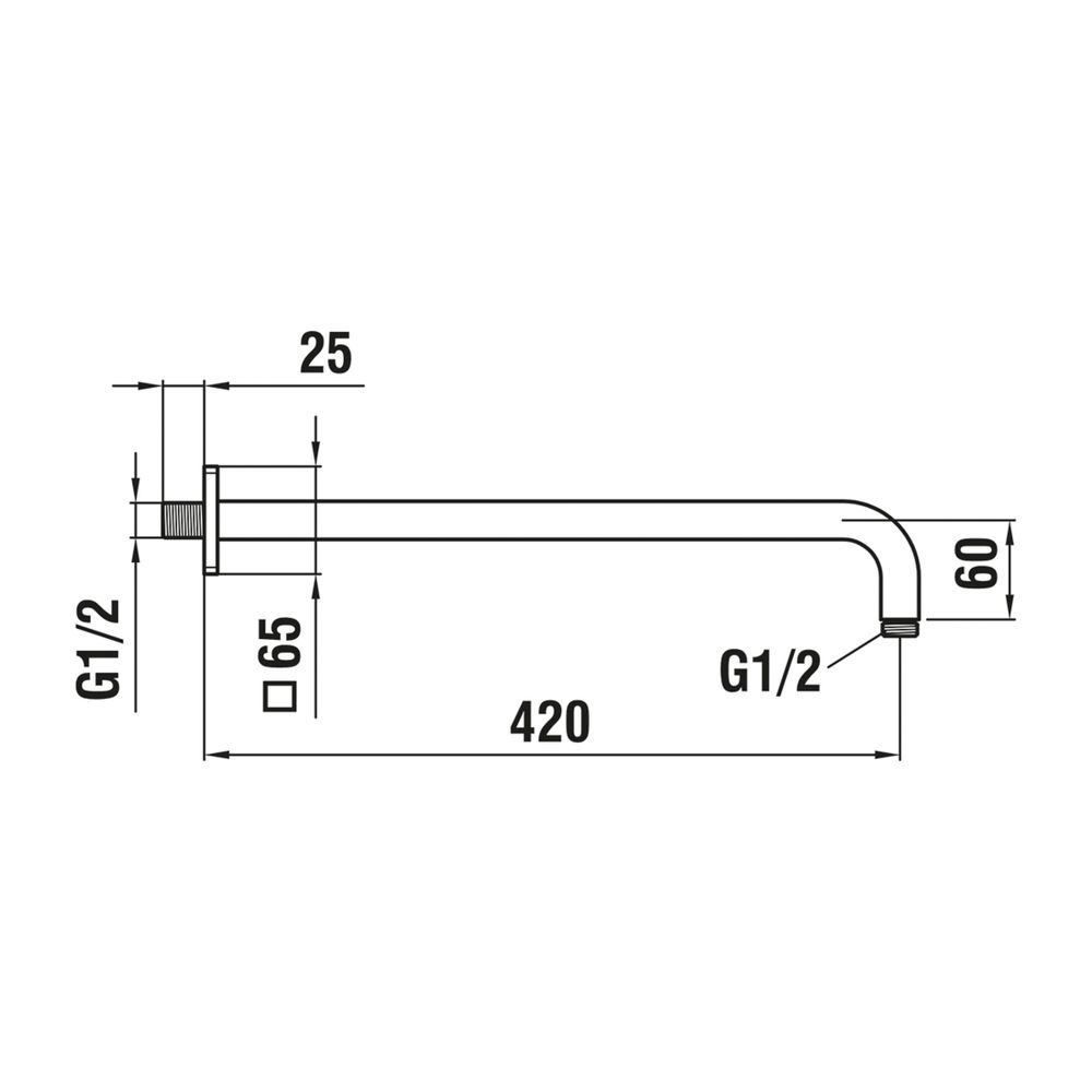 Laufen Brausewandarm, quadratische Rosette, Ausladung 420mm, Chrom... LAUFEN-HF960108100001 7612738998837 (Abb. 2)
