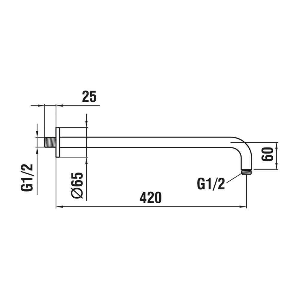 Laufen Brausewandarm, PVD Edelstahl-Optik, runde Rosette, Ausladung 420mm... LAUFEN-HF960109423001 7612738998851 (Abb. 2)