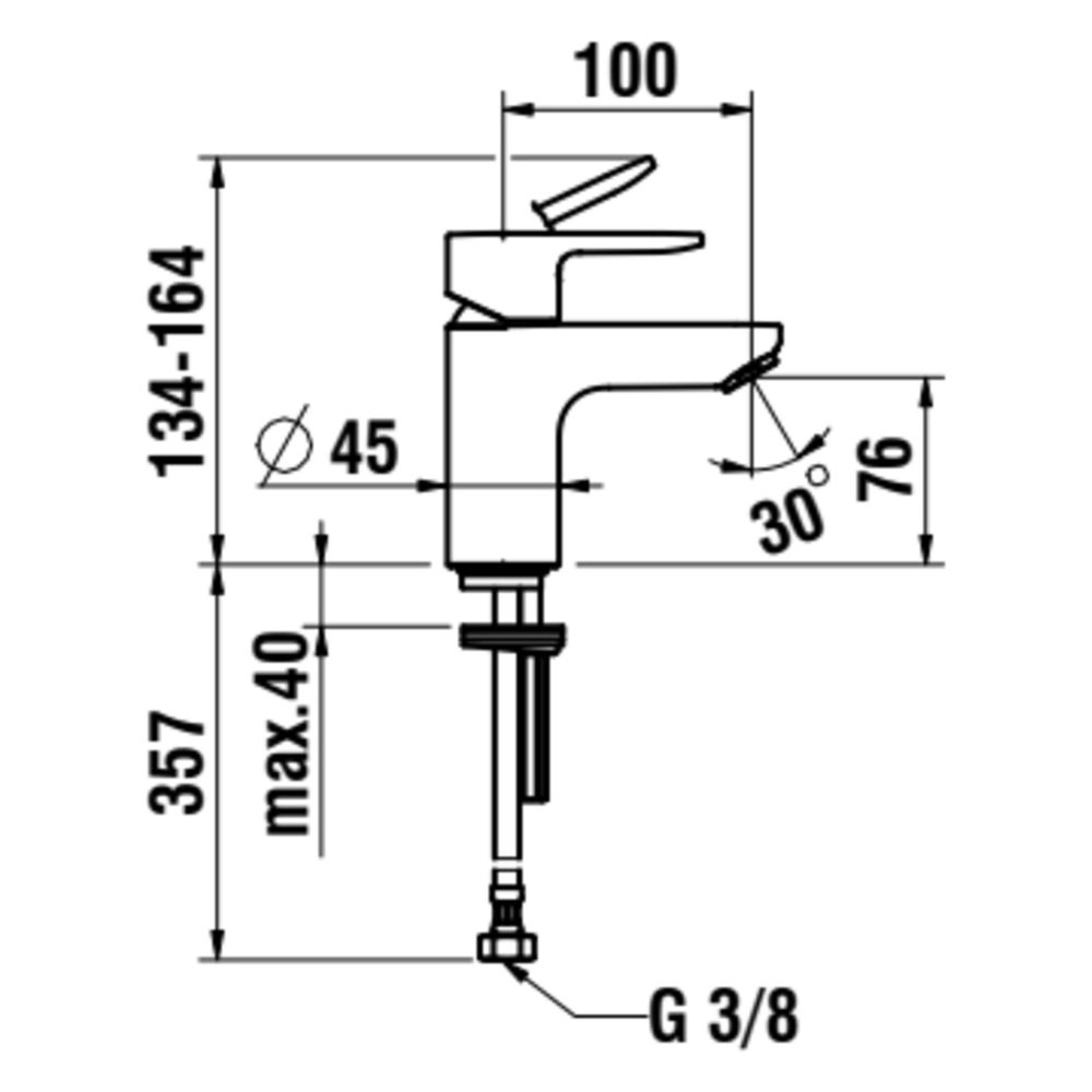 Laufen Waschtisch-Mischer Pro X, Ausladung 100mm, mit EcoPlus, ohne Ablaufventil... LAUFEN-HF506902100000 7612738138837 (Abb. 3)