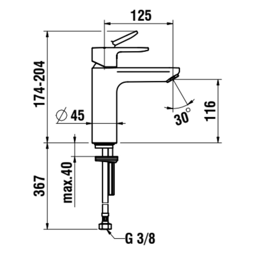 Laufen Waschtisch-Mischer Pro X, Ausladung 125mm, mit EcoPlus, ohne Ablaufventil... LAUFEN-HF506904198000 7612738148751 (Abb. 3)
