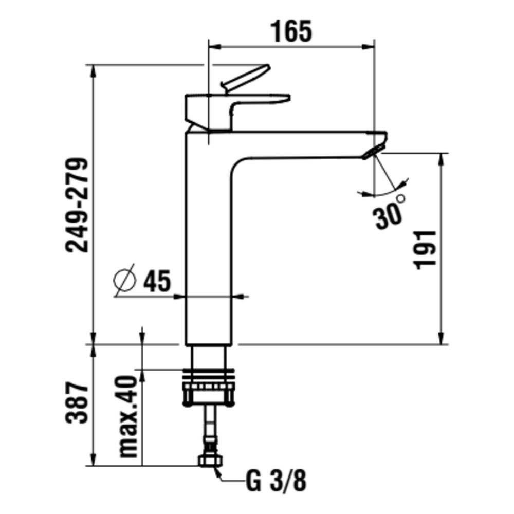 Laufen Standsäule-Waschtischmischer Pro X, Ausladung 165mm, mit EcoPlus, ohne Ab... LAUFEN-HF506914100000 7612738138882 (Abb. 3)