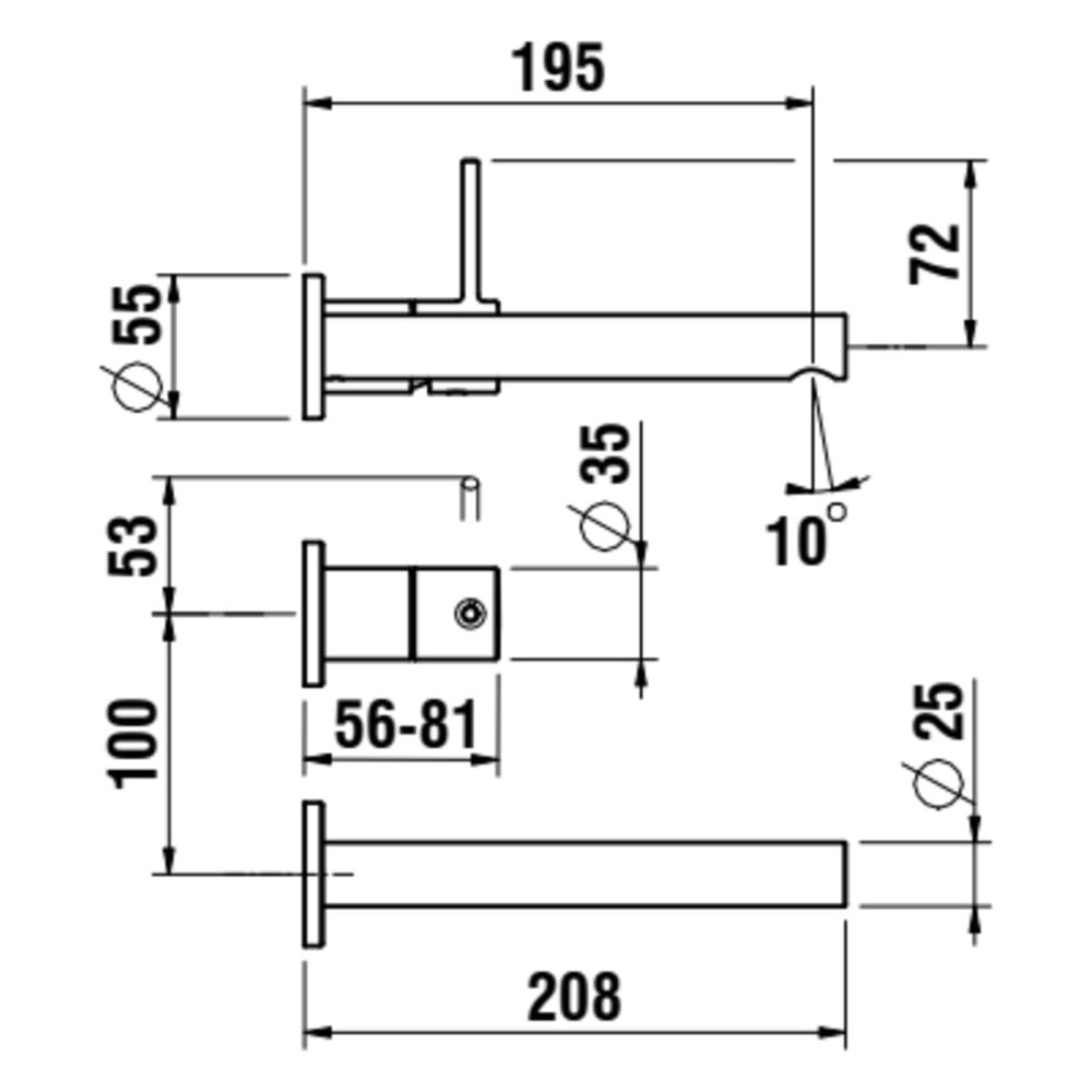 Laufen Einhebel-Waschtischmischer Twinplus Slim, Festauslauf, Ausladung 195mm, C... LAUFEN-HF505470100000 7612738995430 (Abb. 2)