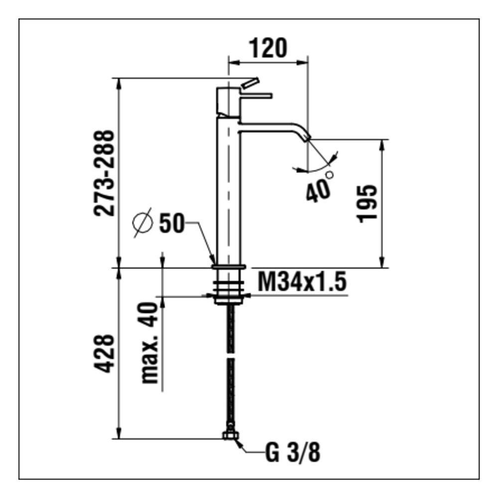 Laufen Standsäulen Waschtisch-Mischer Meda, Ausladung 120mm, ohne Ablaufventil, ... LAUFEN-HF506614428000 7612738114879 (Abb. 2)