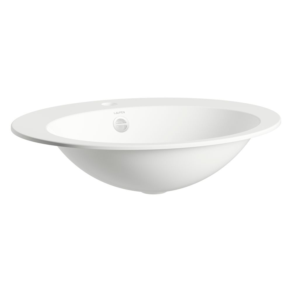 Laufen Einbau-Waschtisch Form oval 600x500x150mm, von oben, mit 1 Hahnloch und Ü... LAUFEN-H517FM70001041 7612738182144 (Abb. 2)