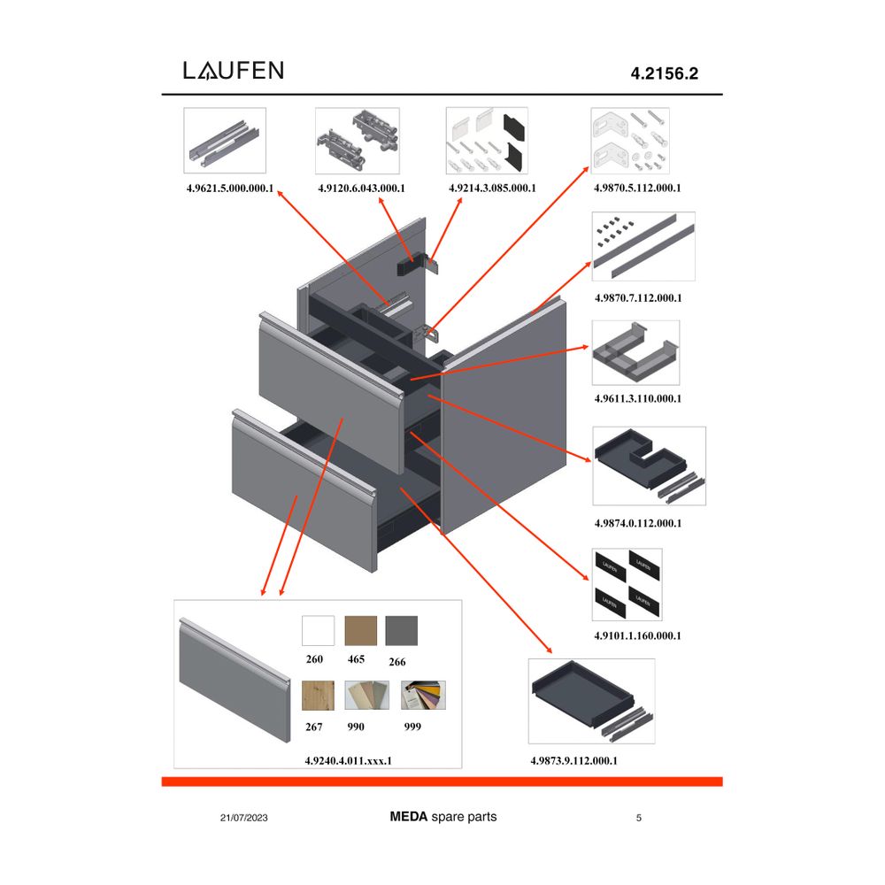 Laufen Waschtischunterbau Meda 448x534x515mm, 2 Schubladen mit 1 Ordnungsbox, Gr... LAUFEN-H4215620119991 7612738095253 (Abb. 3)