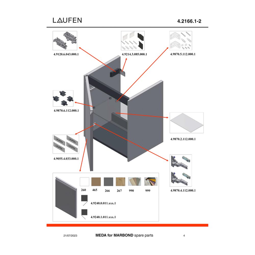 Laufen Waschtischunterbau Meda 339x437x515mm, mit 1 Tür Anschlag rechts, Griffle... LAUFEN-H4216620119991 7612738096076 (Abb. 3)