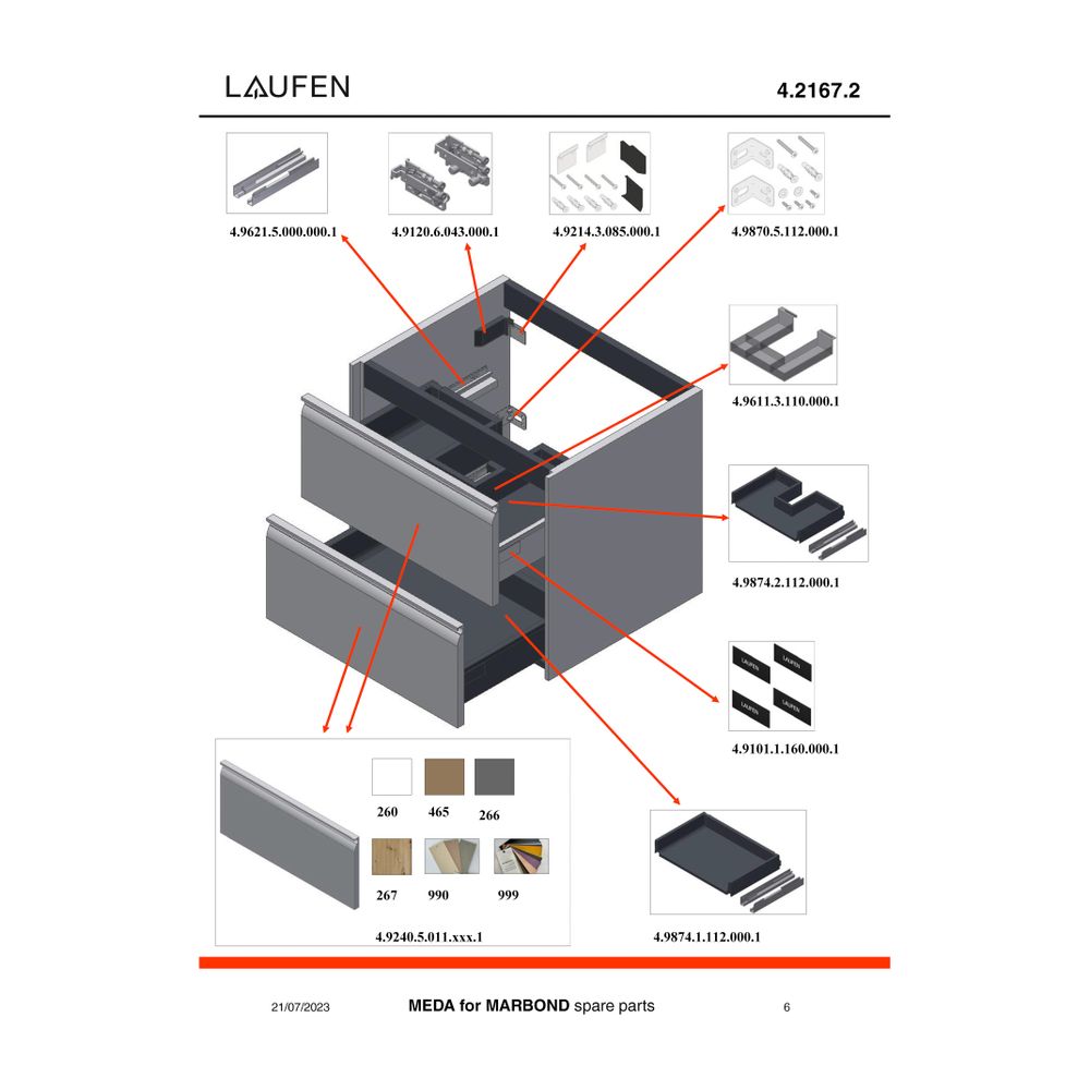 Laufen Waschtischunterbau Meda 442x572x504mm, 2 Schubladen mit 1 Ordnungsbox, Gr... LAUFEN-H4216720119991 7612738096182 (Abb. 3)