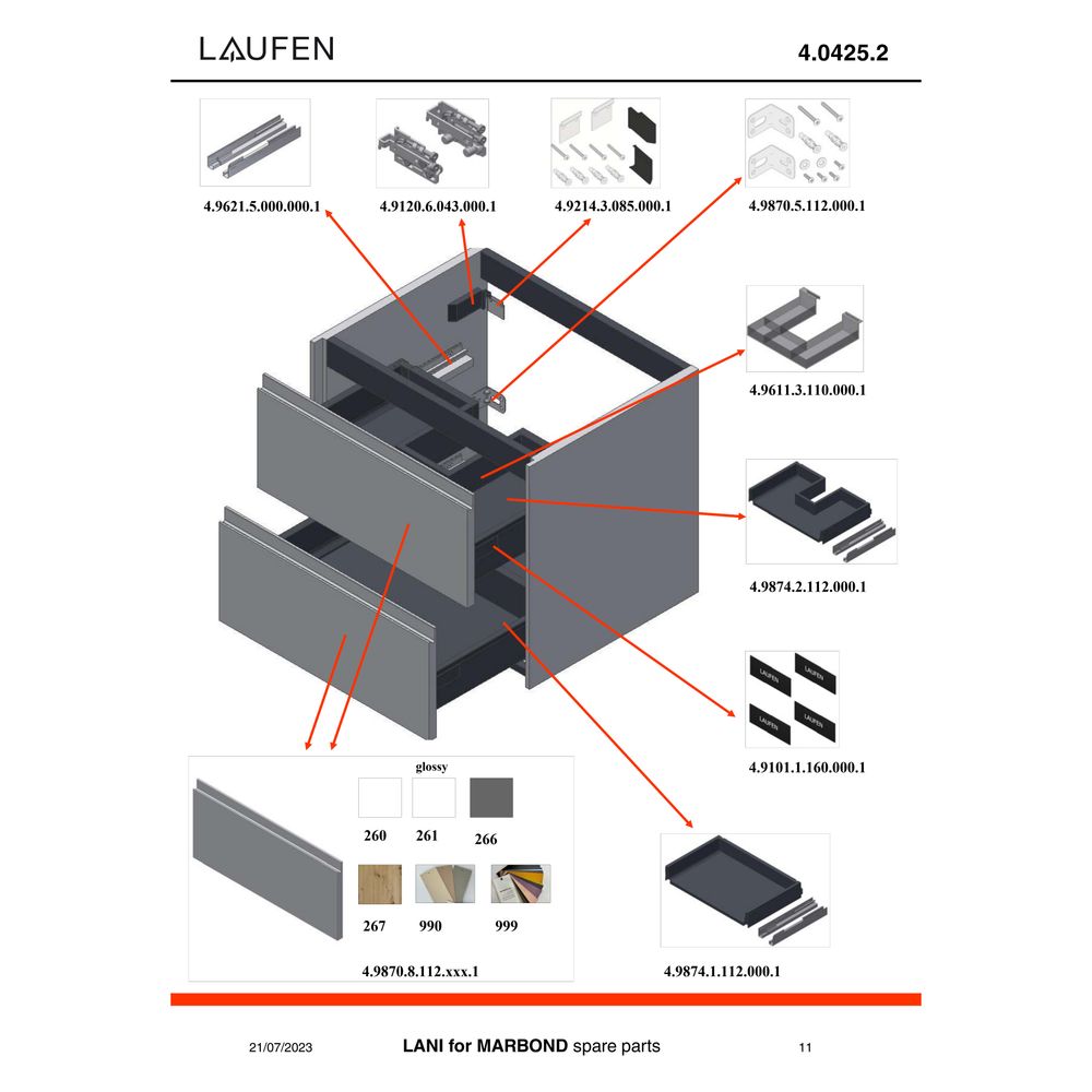 Laufen Waschtischunterbau Lani 630x520x595mm, mit 2 Schubalden, für H814073, Wei... LAUFEN-H4042521122611 7612738098193 (Abb. 2)