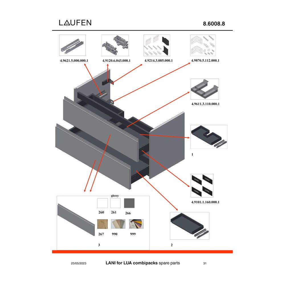 Laufen Waschtisch-Set Lua mit Unterbau Lani 455x1000x527mm, mit 1 Hahnloch, Über... LAUFEN-H8600889901041 7612738114176 (Abb. 3)
