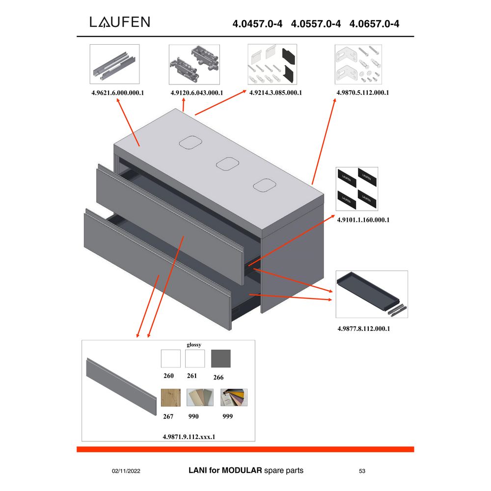 Laufen Waschtischunterbau Lani 495x1185x580mm, mit 2 Schubl., Ausschnitt beidsei... LAUFEN-H4065741129991 7612738117313 (Abb. 2)