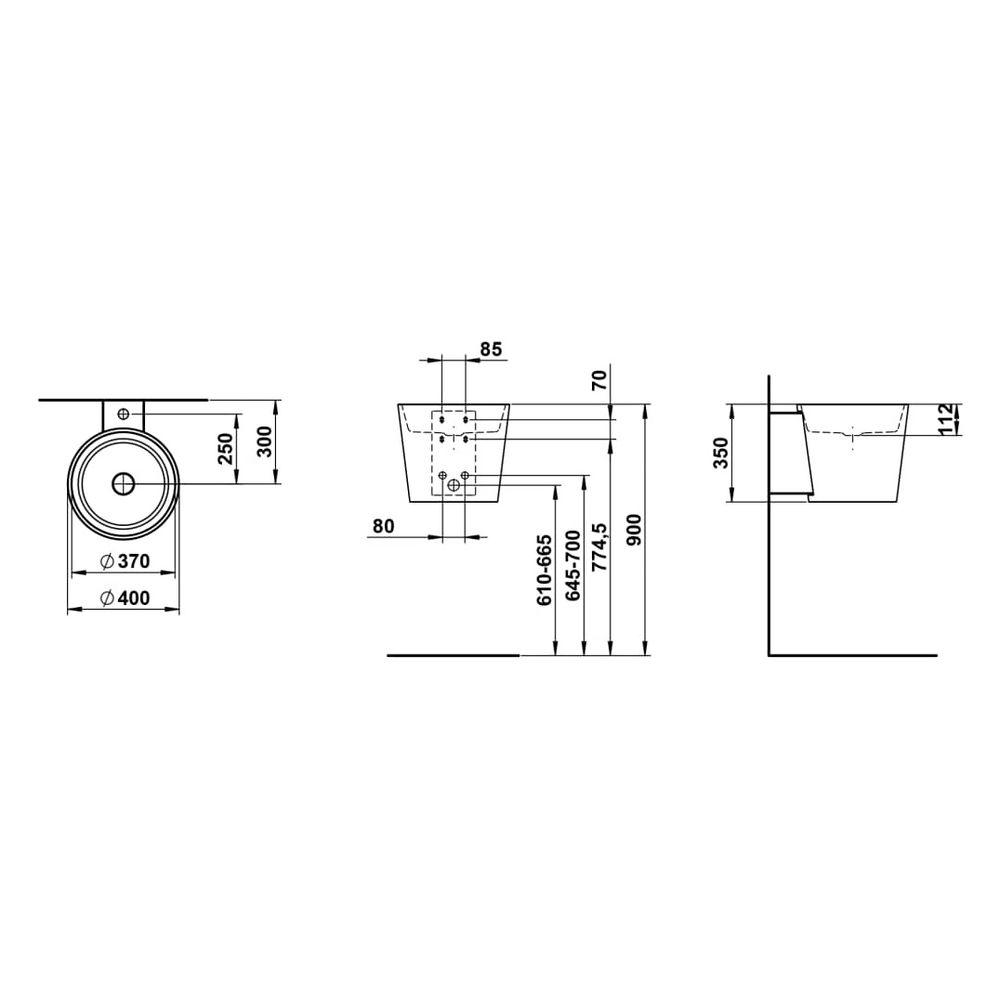 Laufen Waschtisch Scopio 400x500x350mm, mit Armaturenbank und 1 Hahnloch, ohne Ü... LAUFEN-H510CO47571111 7612738178741 (Abb. 3)