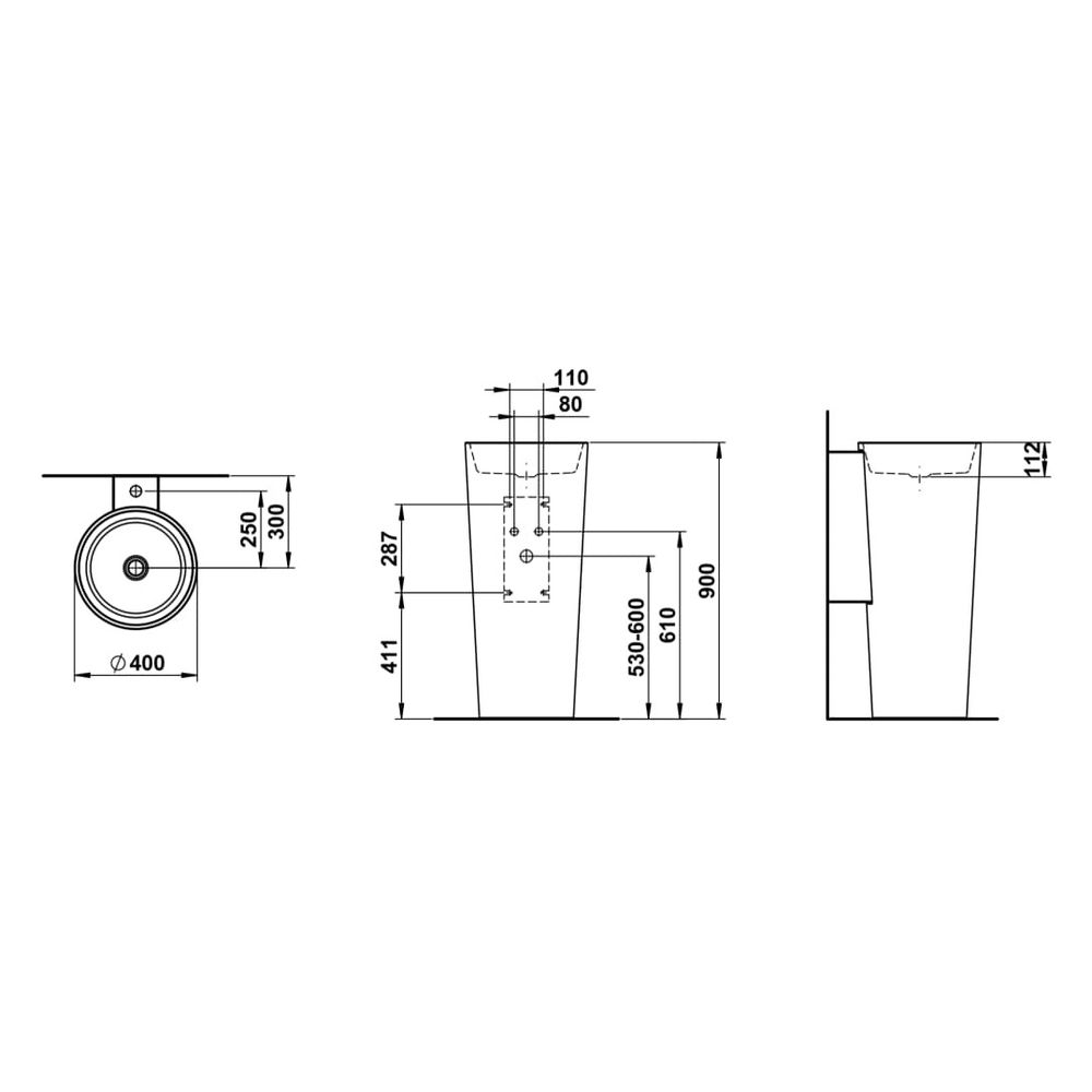 Laufen Waschtisch bodenstehend Scopio 400x425x900mm, mit Wandanbindung ohne Arma... LAUFEN-H511CO47571121 7612738178833 (Abb. 3)