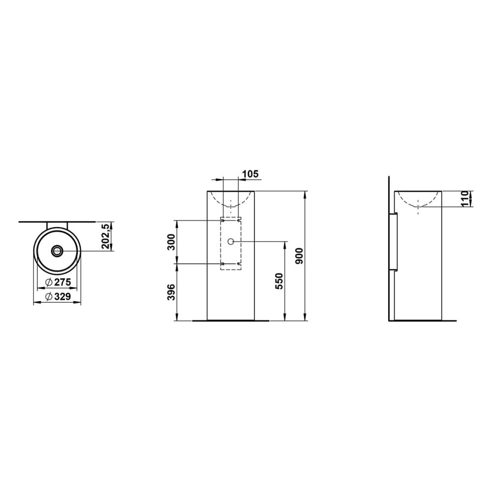 Laufen Waschtisch bodenstehend Form 329x367x900mm, mit Wandanbindung, ohne Hahnl... LAUFEN-H511FM27571121 7612738178895 (Abb. 3)