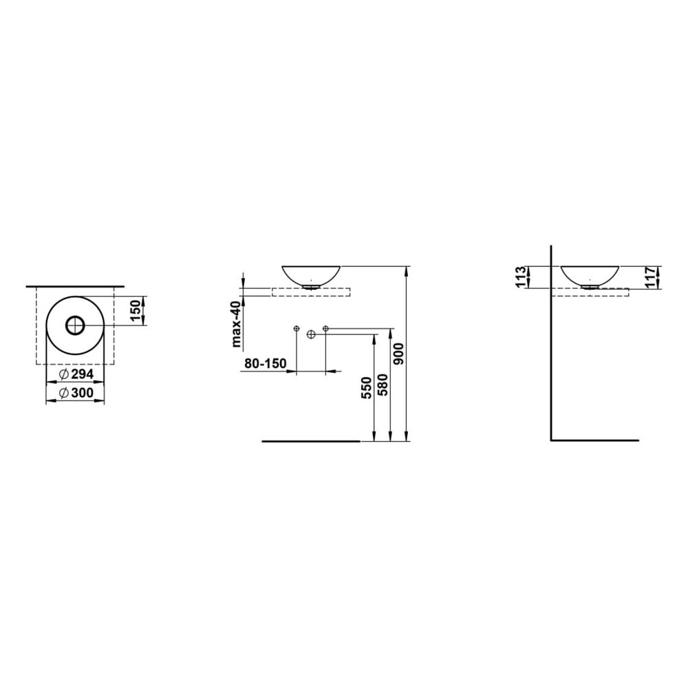 Laufen Waschtisch-Schale Characters 300x300x118mm, rund, ohne Hahnloch und Überl... LAUFEN-H512CA17101121 7612738179298 (Abb. 3)
