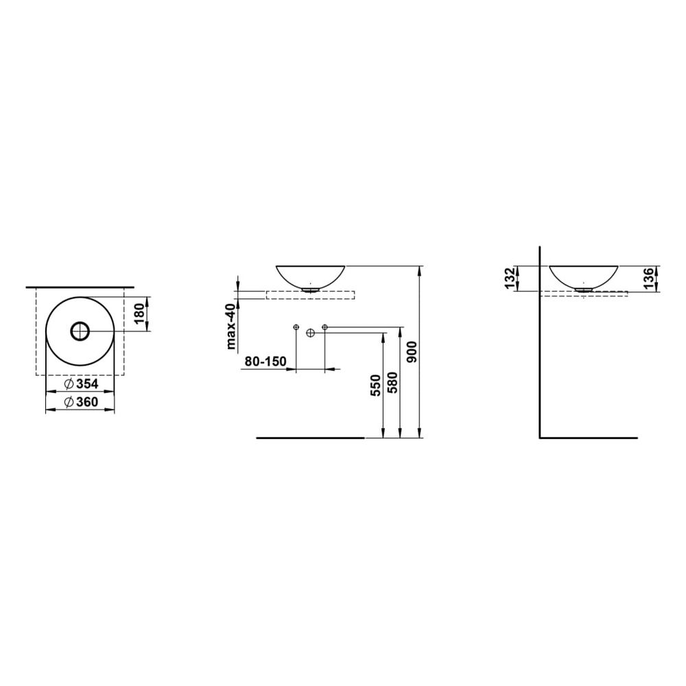 Laufen Waschtisch-Schale Characters 360x360x137mm, rund, ohne Hahnloch und Überl... LAUFEN-H512CA20191121 7612738179434 (Abb. 3)