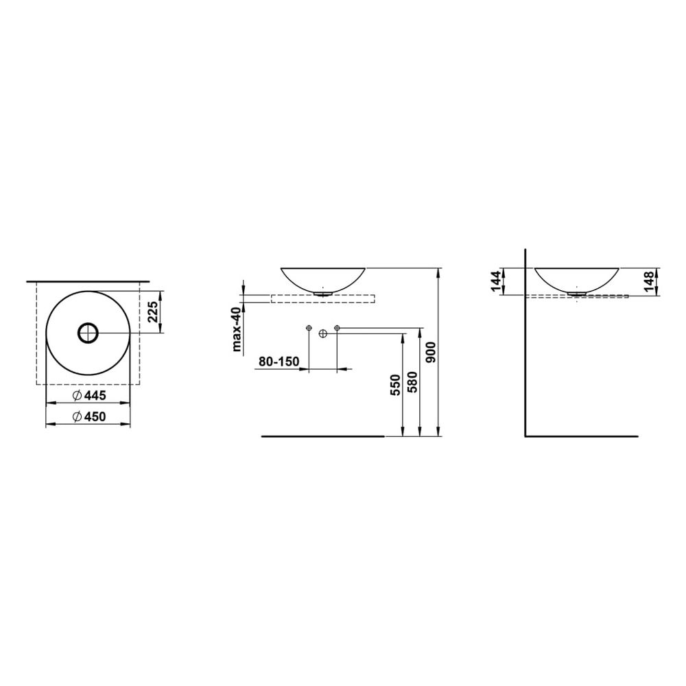 Laufen Waschtisch-Schale Characters 450x450x149mm, rund, ohne Hahnloch und Überl... LAUFEN-H512CA57101121 7612738179762 (Abb. 3)