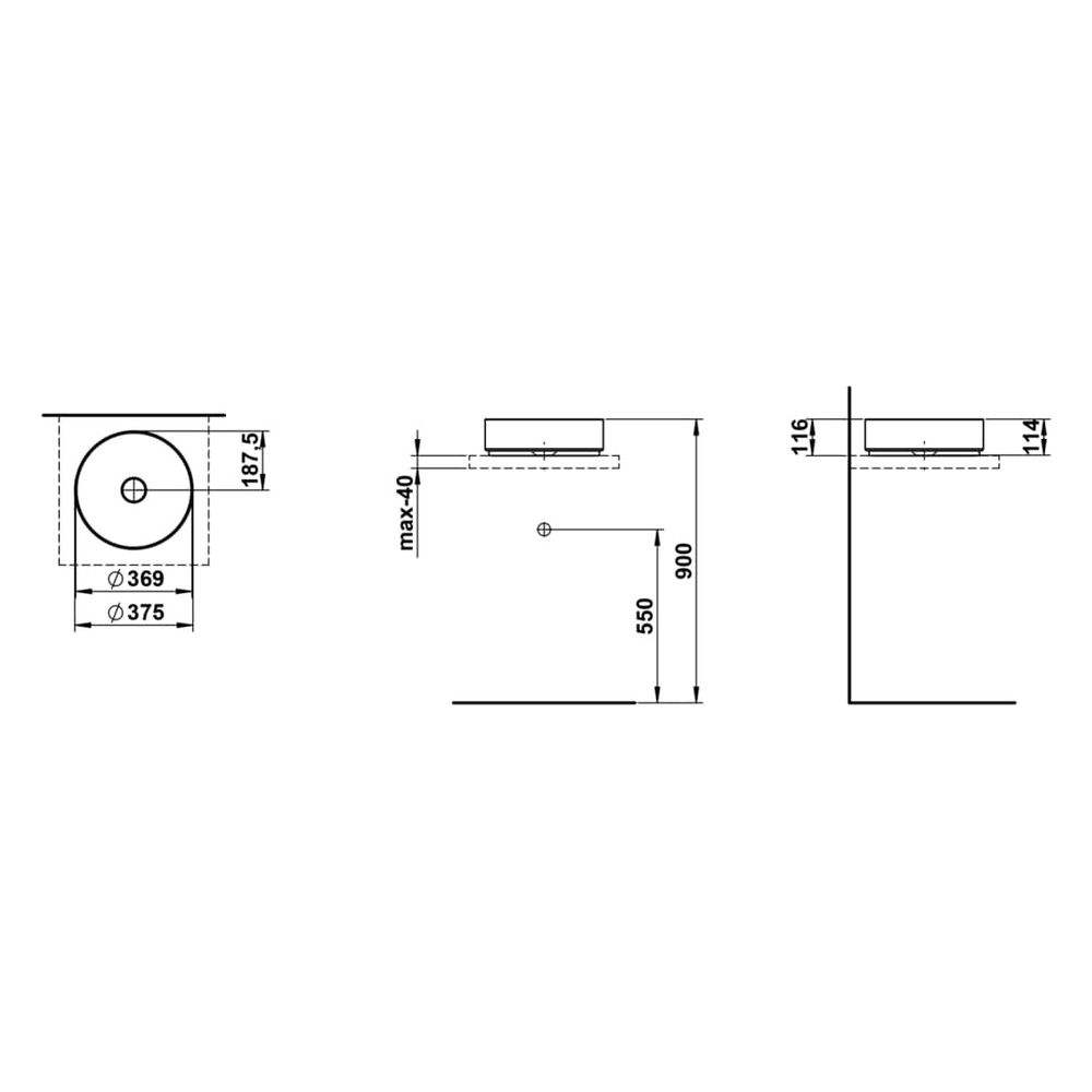 Laufen Waschtisch-Schale Unisono 375x375x116mm, rund, ohne Hahnloch und Überlauf... LAUFEN-H512UO37161121 7612738181017 (Abb. 3)