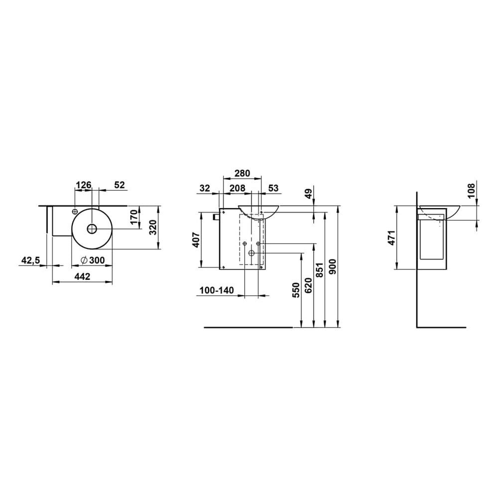 Laufen Waschplatz Insert 485x317x470mm, rechteckig, Becken rechts, mit 1 Hahnloc... LAUFEN-H585IN37111111 7612738183424 (Abb. 3)