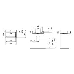 Laufen Waschtisch Classics 585x405x135mm, rechteckig, mit Armaturenbank und mit ... LAUFEN-H510CL30001041 7612738178475 (Abb. 1)