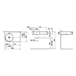 Laufen Waschtisch Form 800x500x158mm, rechteckig, Ablage rechts 1 Hahnloch mit Ü... LAUFEN-H510FM43991041 7612738178772 (Abb. 1)