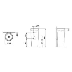Laufen Waschtisch bodenstehend Scopio 400x425x900mm, mit Wandanbindung ohne Arma... LAUFEN-H511CO40001121 7612738178796 (Abb. 1)