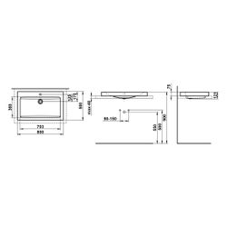Laufen Waschtisch-Schale Classics 800x500x111mm, rechteckig, mit Armaturenbank, ... LAUFEN-H512CL70001041 7612738180034 (Abb. 1)