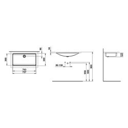 Laufen Einbau-Waschtisch Classics rechteckig 727x380x120mm, von unten, ohne Hahn... LAUFEN-H513CL40001121 7612738181239 (Abb. 1)