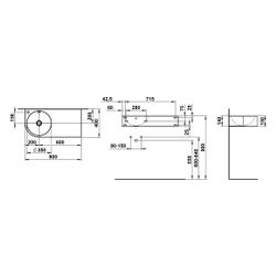 Laufen Waschtisch Form 800x400x150mm, rechteckig, Ablage rechts 1 Hahnloch mit Ü... LAUFEN-H515FM43991041 7612738181642 (Abb. 1)