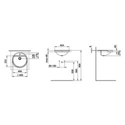 Laufen Halbeinbau-Waschtisch Form 450x450x163mm, rund, mit 1 Hahnloch und Überla... LAUFEN-H516FM50001041 7612738181710 (Abb. 1)