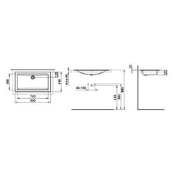 Laufen Einbau-Waschtisch Classics rechteckig 800x450x120mm, von oben, ohne Armat... LAUFEN-H517CL40001091 7612738181833 (Abb. 1)